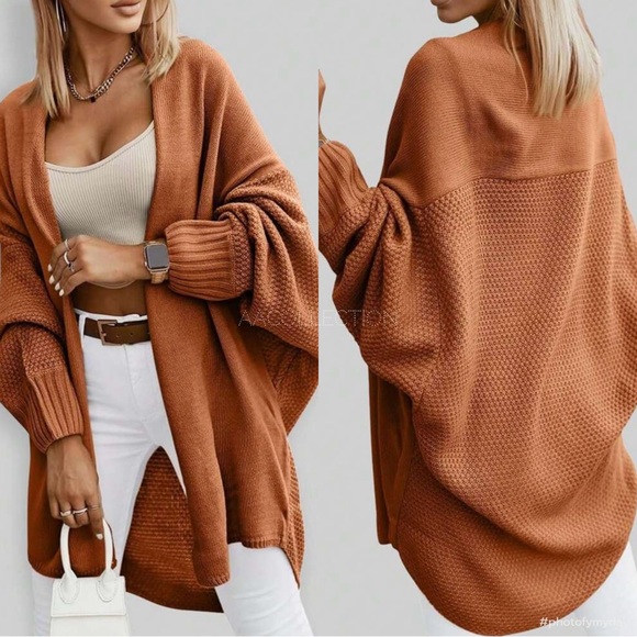 Sweaters - Luxe Comfy Long Sleeve Oversized Loose Relaxed Fit Knit Cocoon Cardigan Sweater